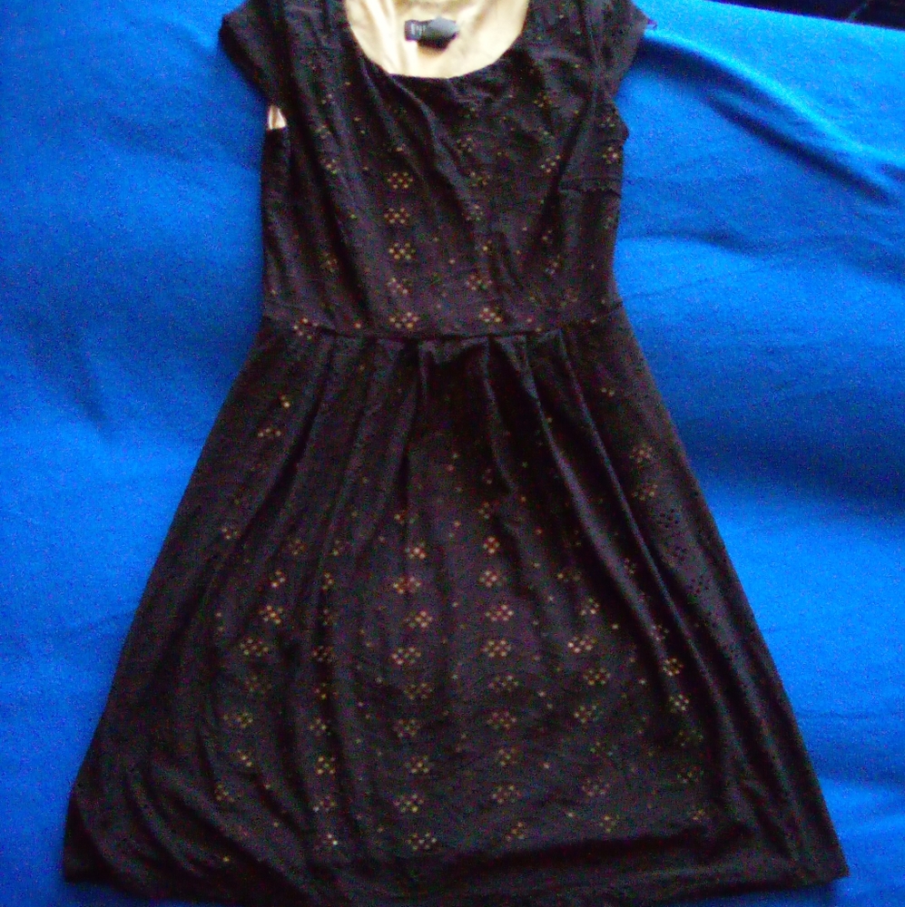 Black and tan fitted dress